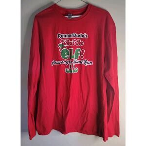 Christmas Tshirt Runner Dudes What The Elf! Scavenger Hunt Run Long Sleeve XL
